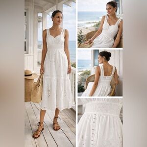 Rails White Eyelet Midi Dress
